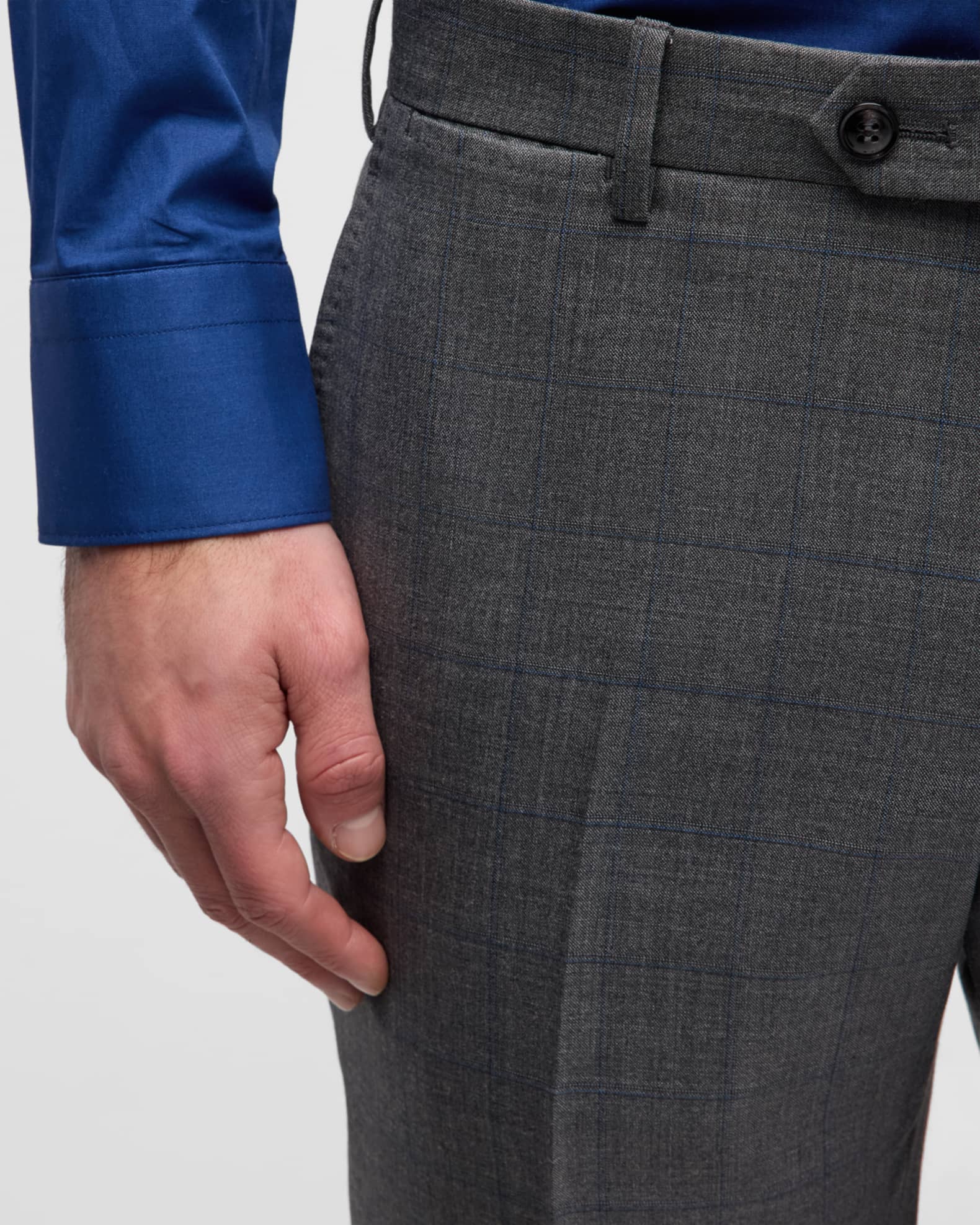 Giorgio Armani Men s Windowpane Wool Silk Suit Neiman Marcus