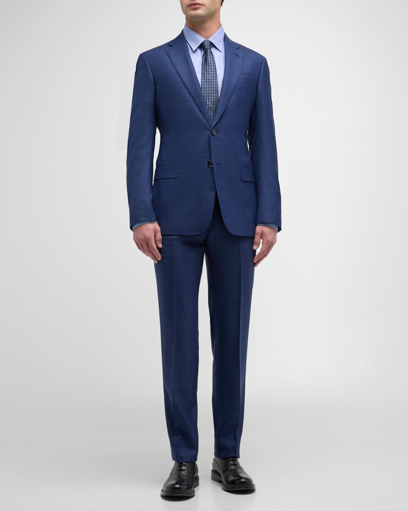Giorgio Armani Men s Wool Silk Windowpane Classic Fit Suit Neiman Marcus