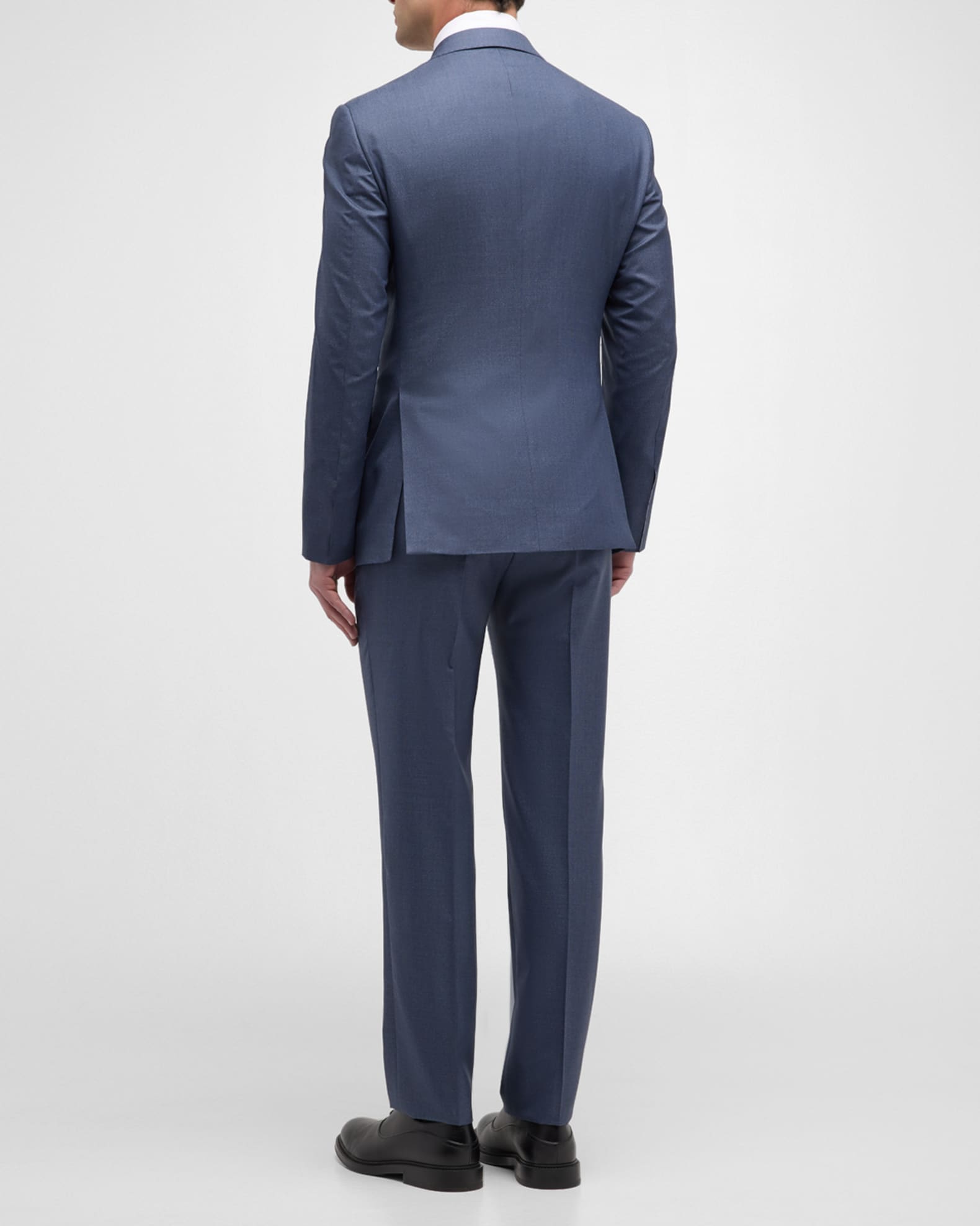 Emporio Armani Men's Textured Wool-Silk Solid Classic Fit