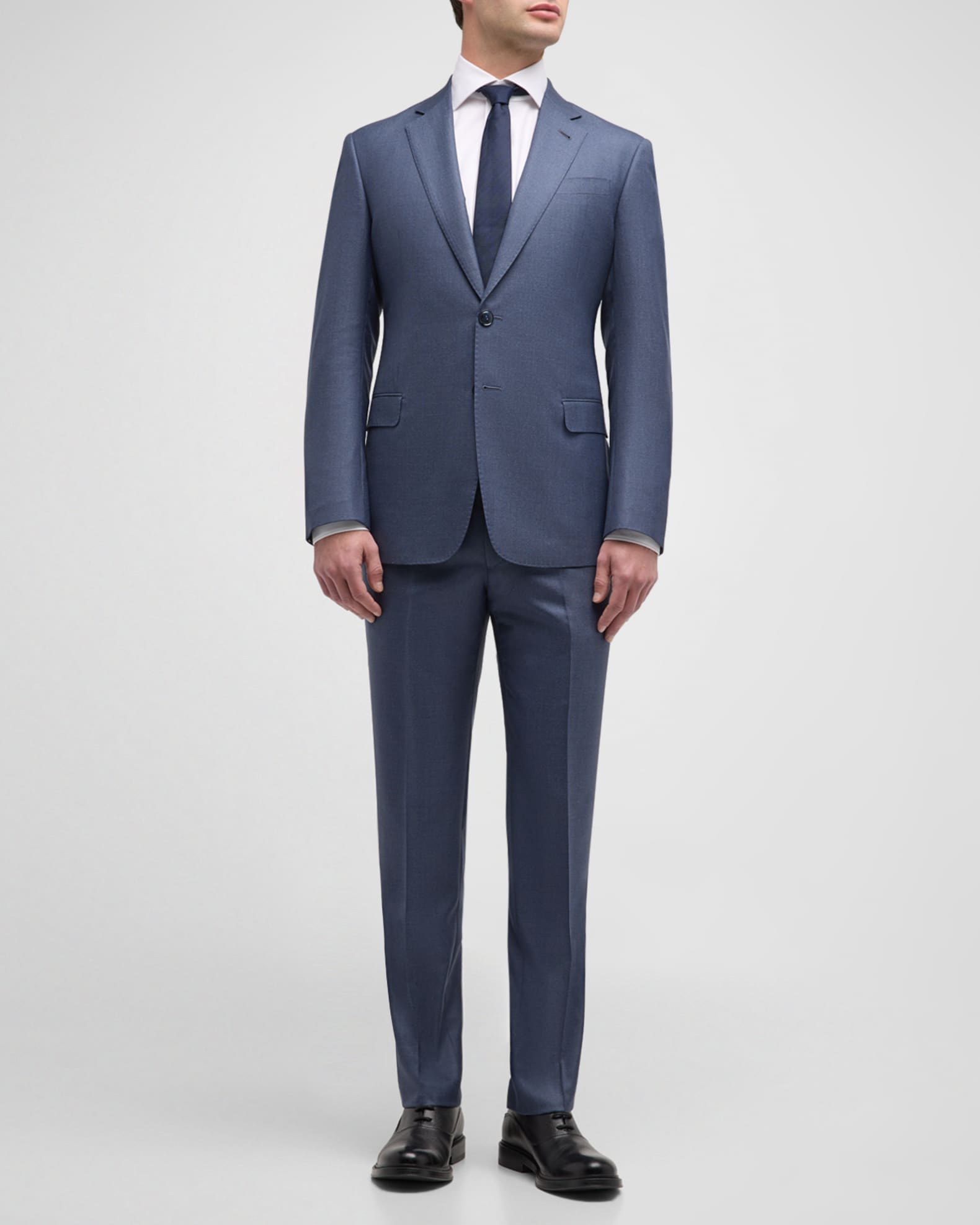 Giorgio Armani Men's Textured Wool-Silk Solid Classic Fit