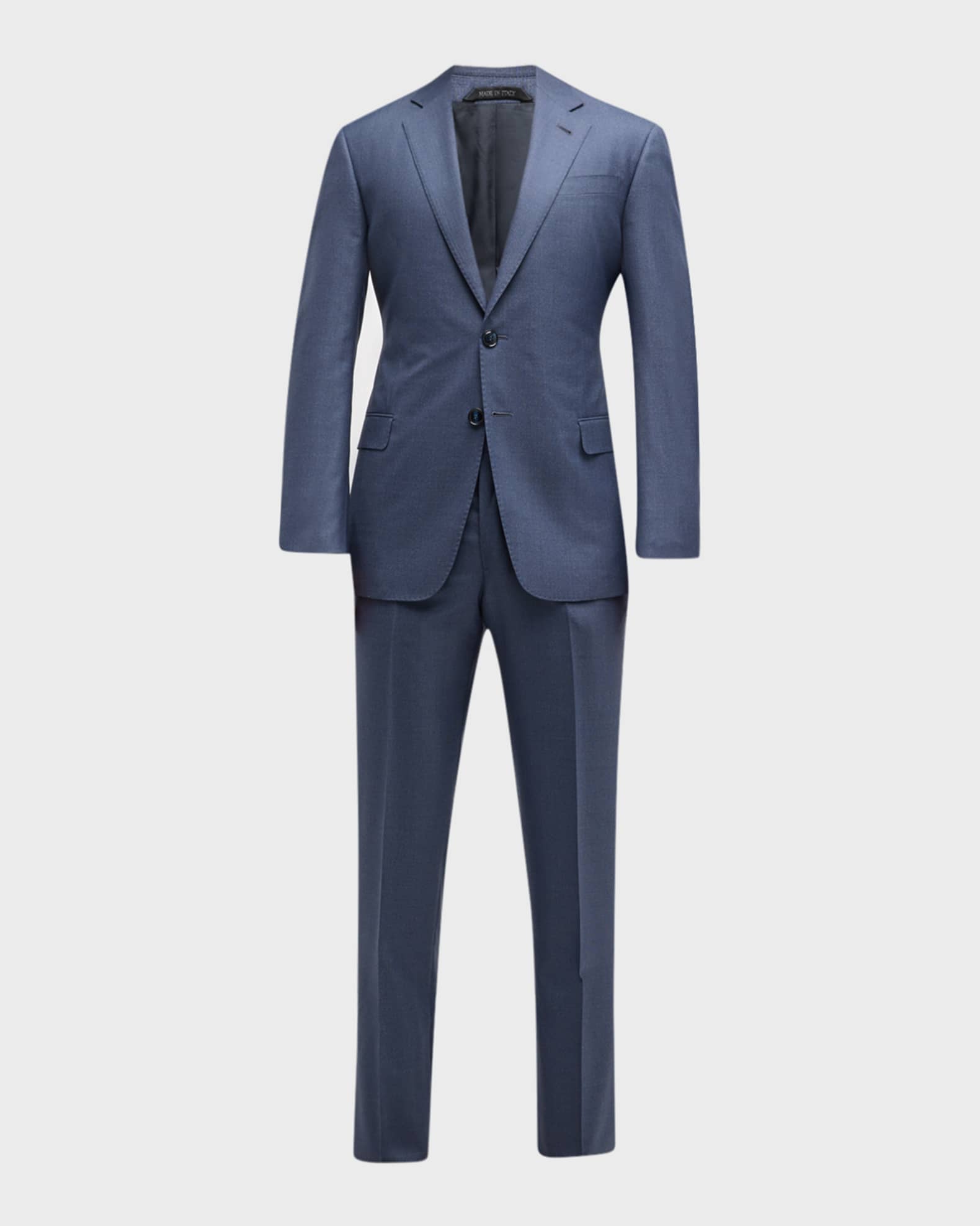 Men's Textured Wool-Silk Solid Classic Fit Suit 0