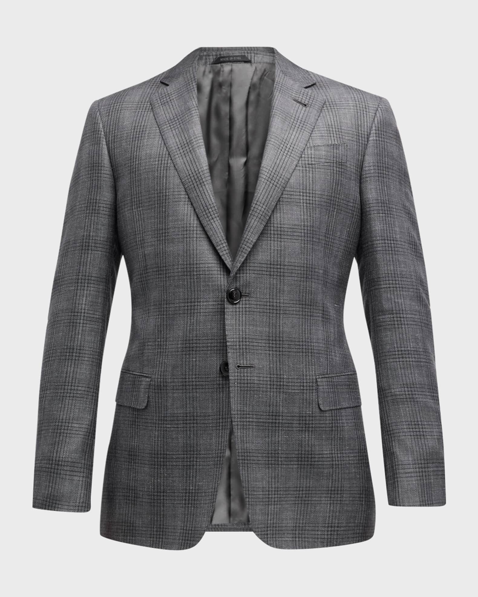 DYLAN GRAY Mens Beige Windowpane Plaid Classic Fit Blazer main image 0