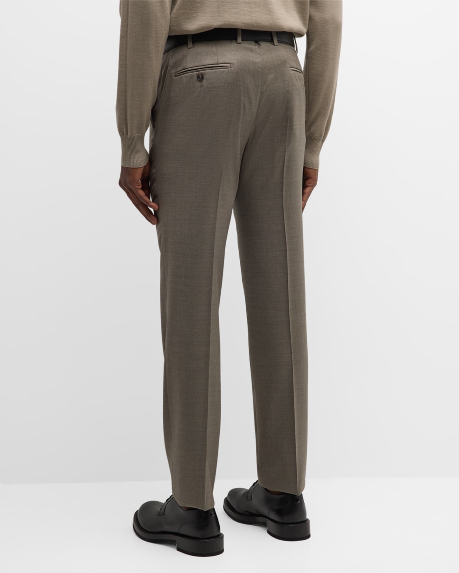 Giorgio Armani Men's Stone Wool Trousers | Neiman Marcus