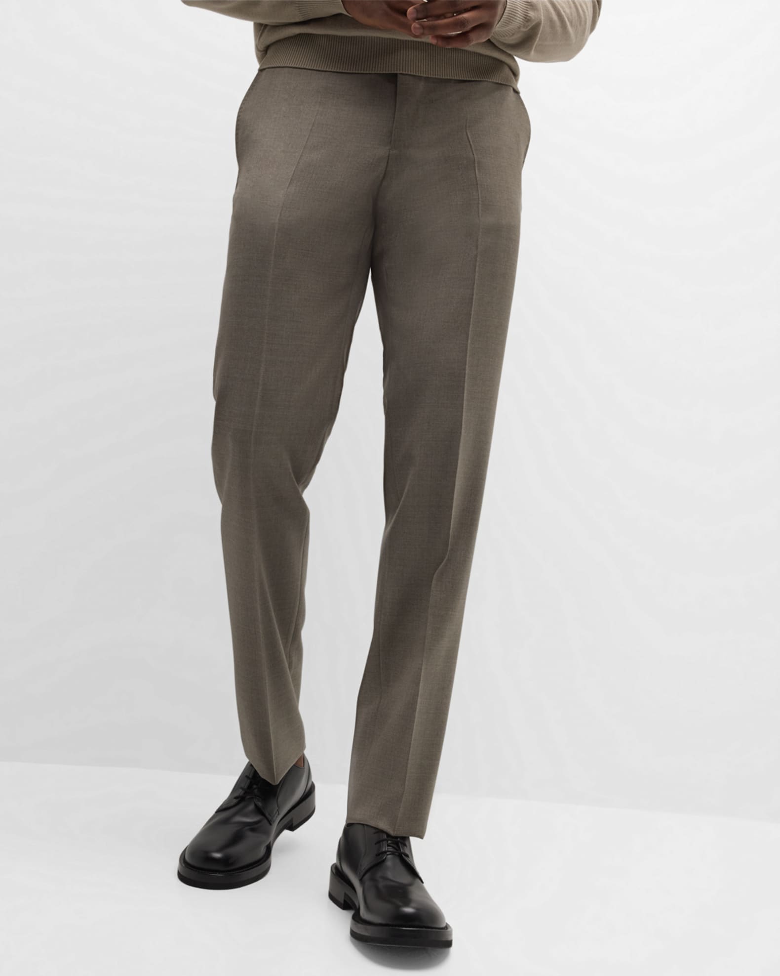 Giorgio Armani Men's Stone Wool Trousers | Neiman Marcus