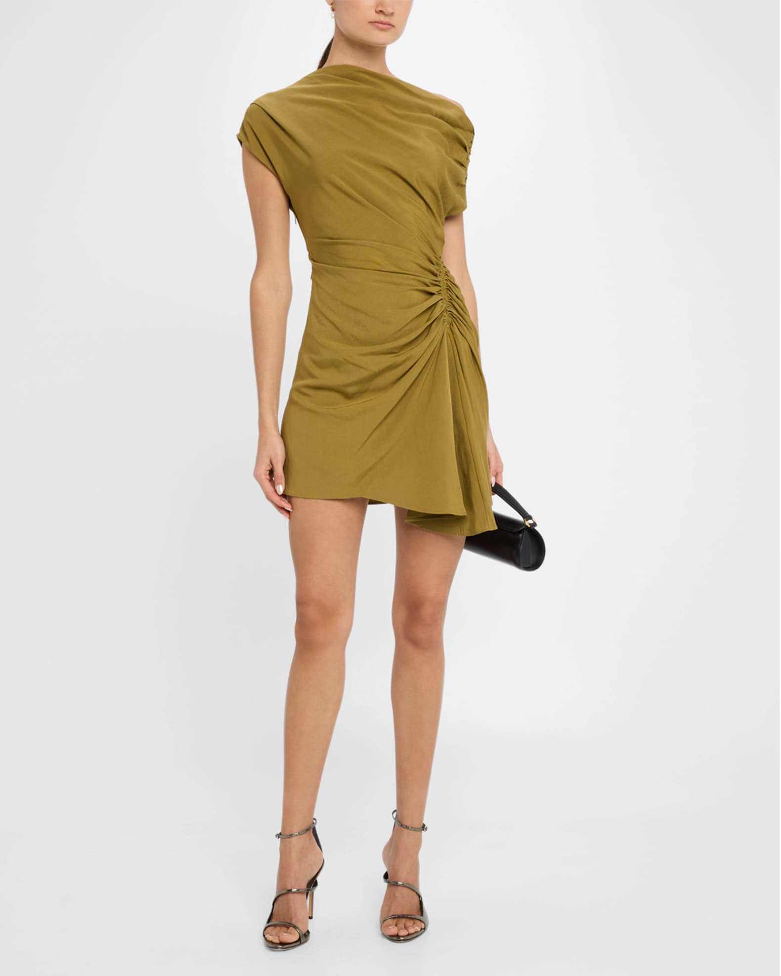 A.L.C. Poppy Ruched Off-The-Shoulder Mini Dress | Neiman Marcus