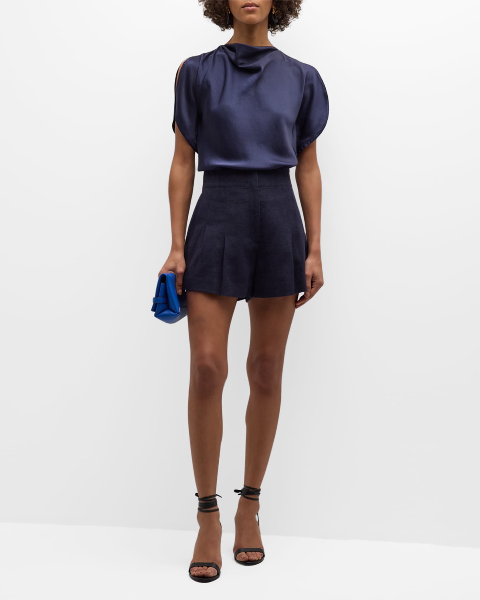 Nadia Satin Petal-Sleeve Top 1