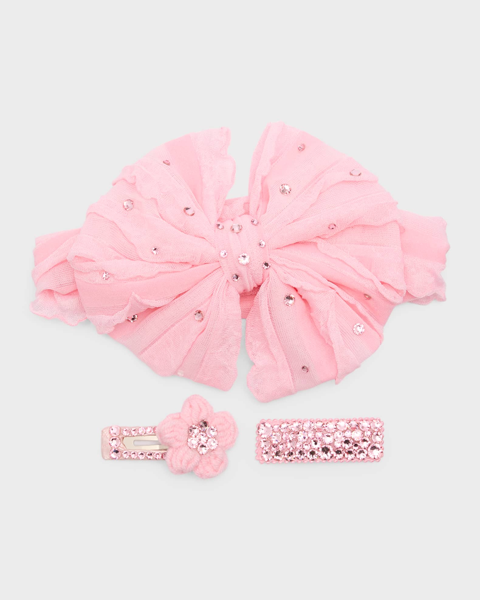 Bari Lynn Girl's Embellished Floppy Bow and Clip Set