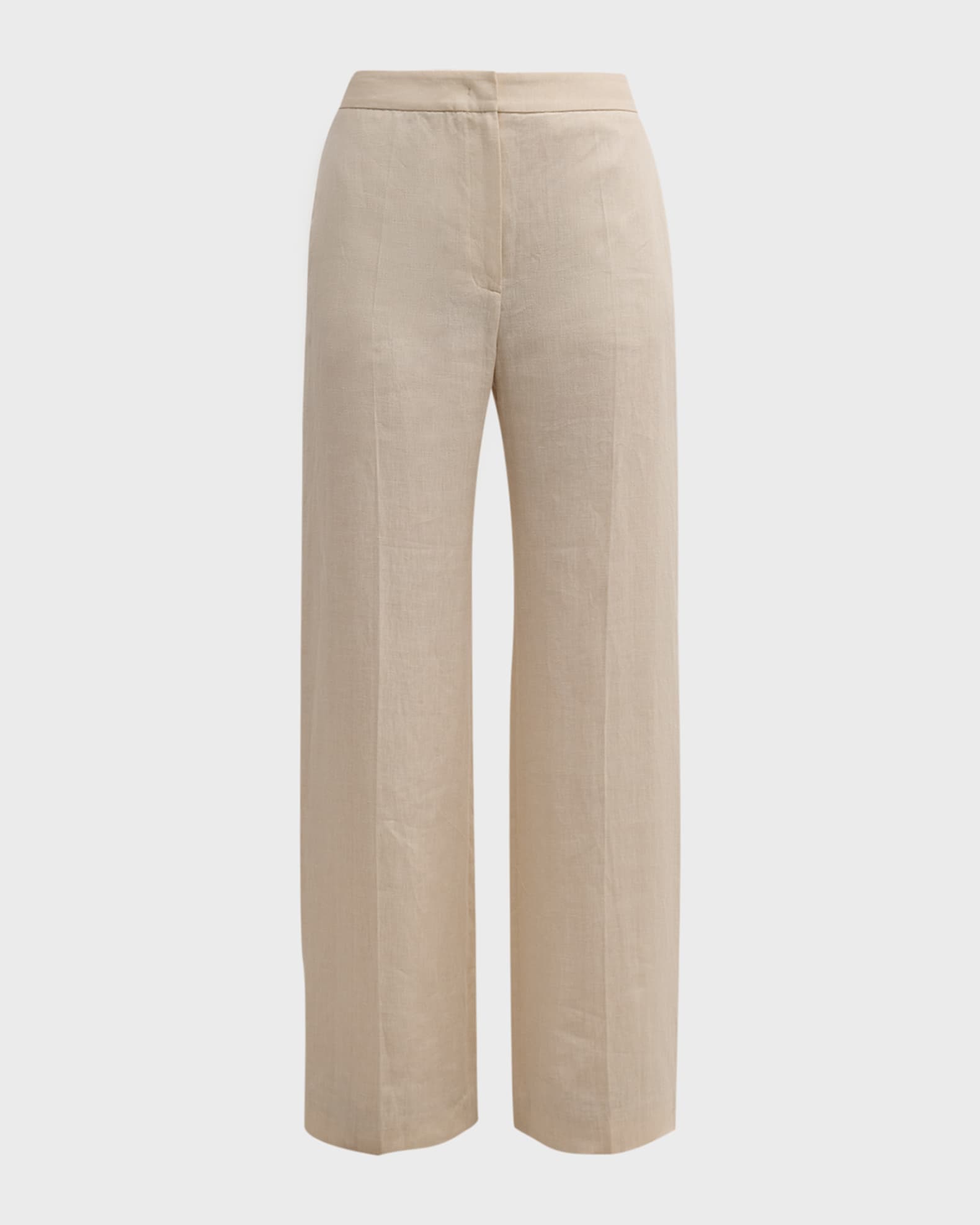 Eleventy High-Rise Straight-Leg Linen Pants