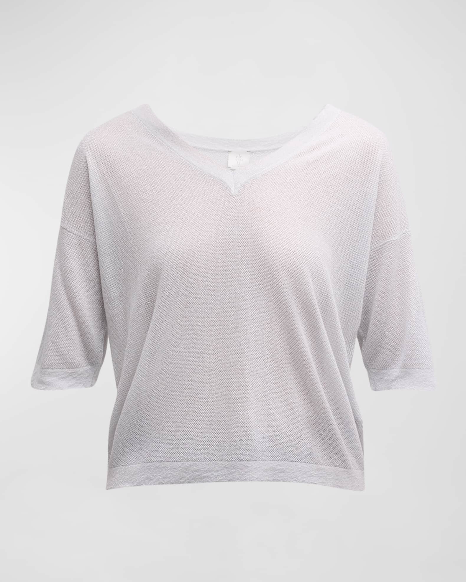 Eleventy Short-Sleeve V-Neck Knit Sweater