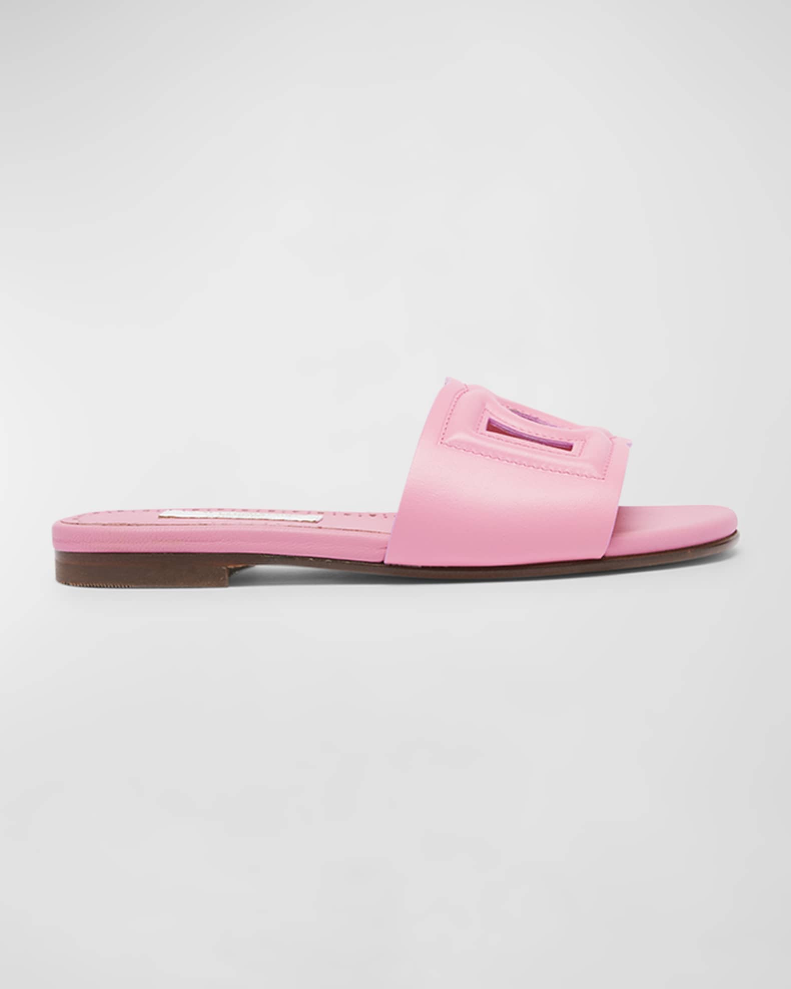 Dolce & Gabbana White Leather #dgfamily Slides Shoes Sandals main image 0