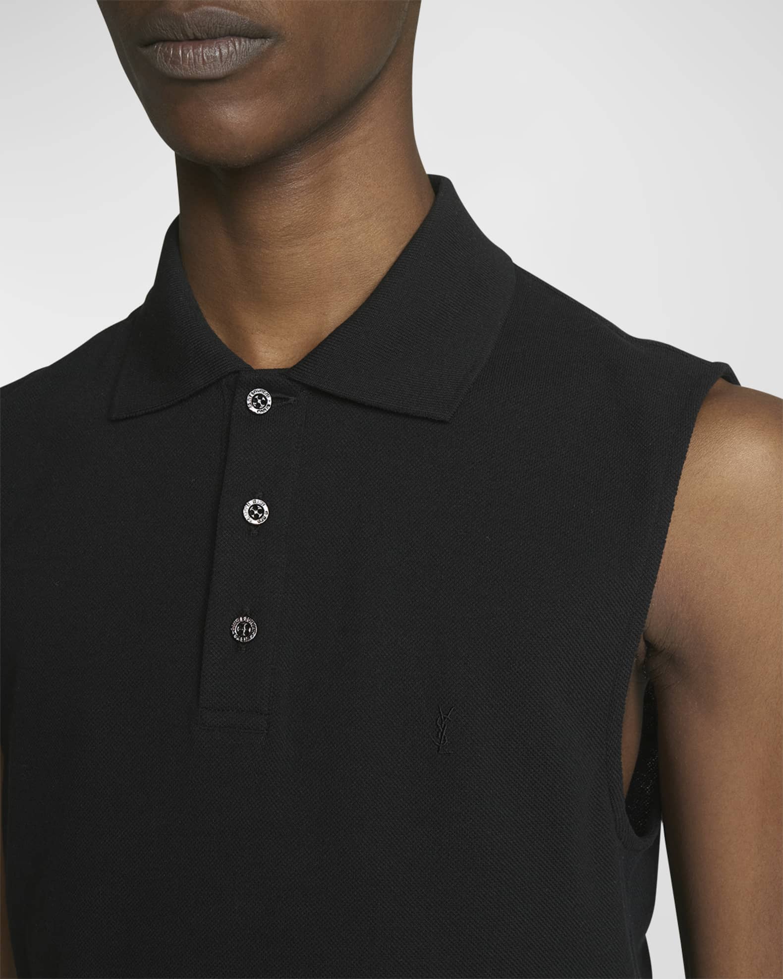 Mens sleeveless pique sale