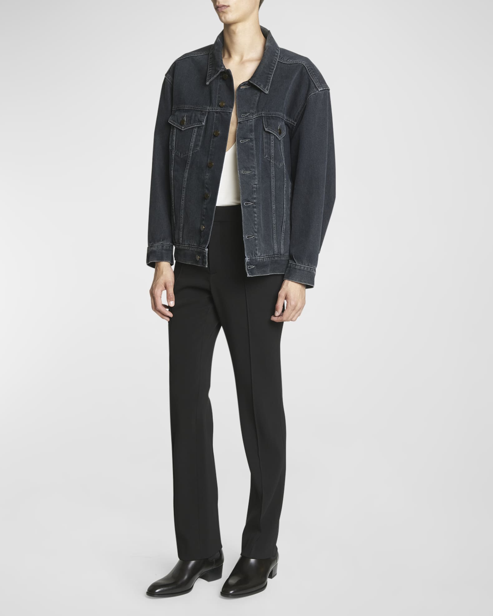 ジャケット・アウター SAINT LAURENT denim jacket Black Saint Laurent Men's Egg-Shaped Denim Jacket | Neiman Marcus