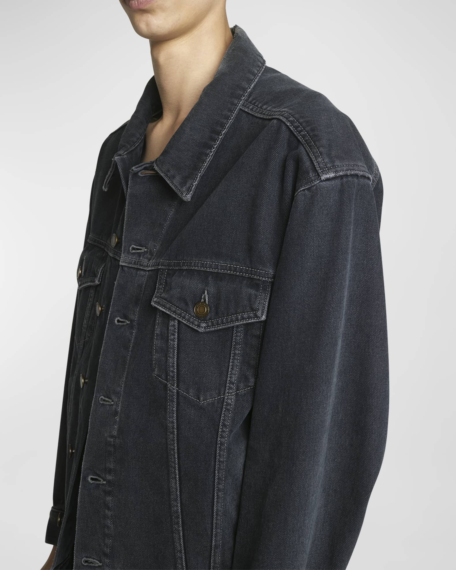 Saint Laurent Men's Egg-Shaped Denim Jacket Neiman Marcus