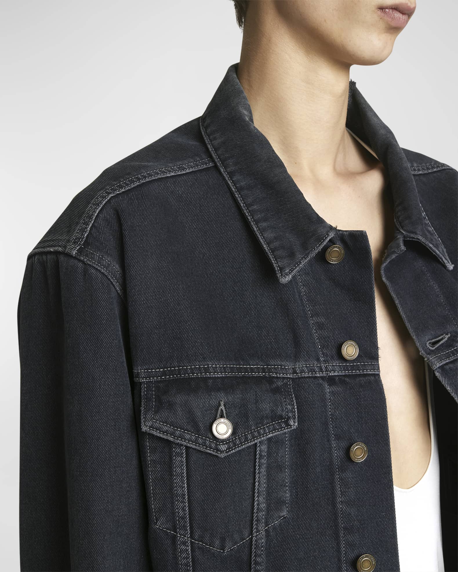 Saint Laurent Men's Egg-Shaped Denim Jacket | Neiman Marcus Saint Laurent Men's Egg-Shaped Denim Jacket | Neiman Marcus