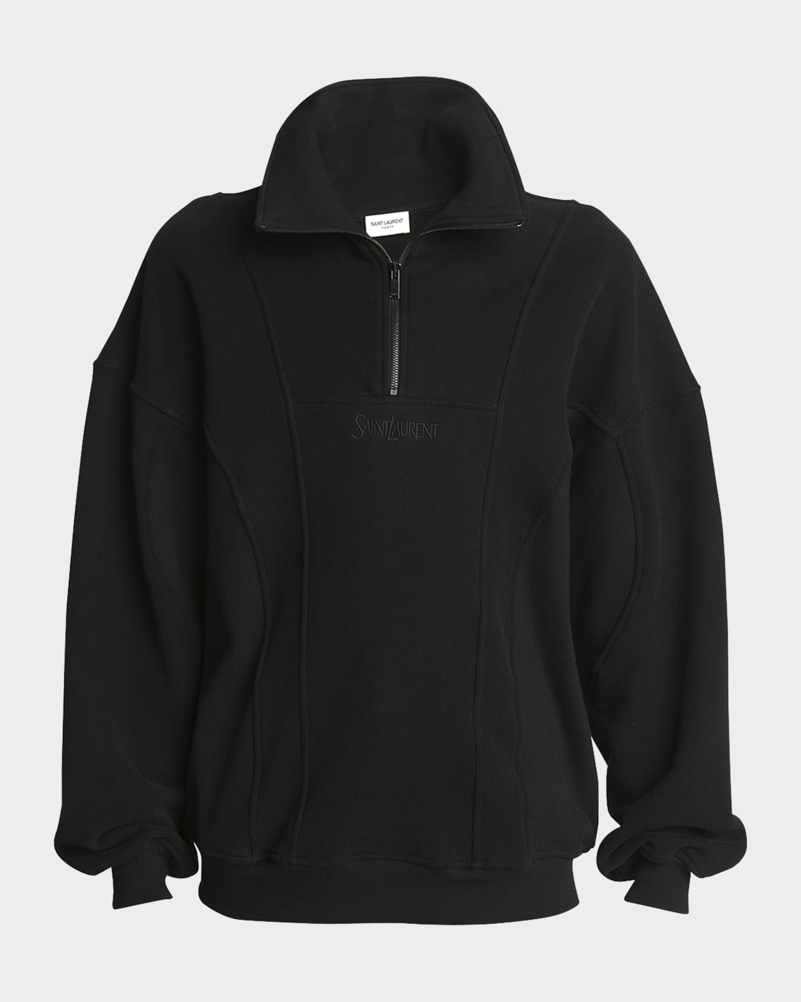 Saint Laurent Men's Quarter-Zip Logo Sweatshirt | Neiman Marcus