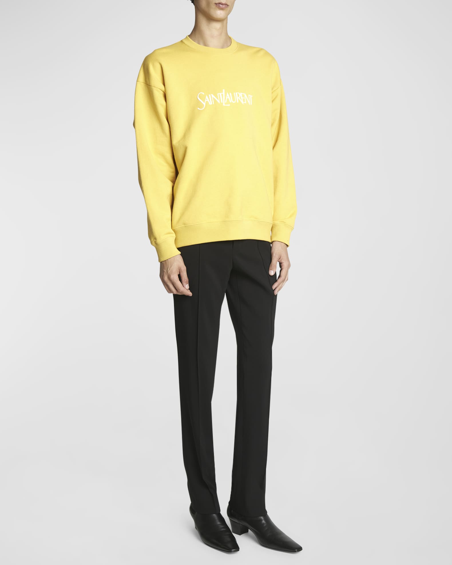 Saint Laurent Men's Embroidered Logo Sweatshirt | Neiman Marcus