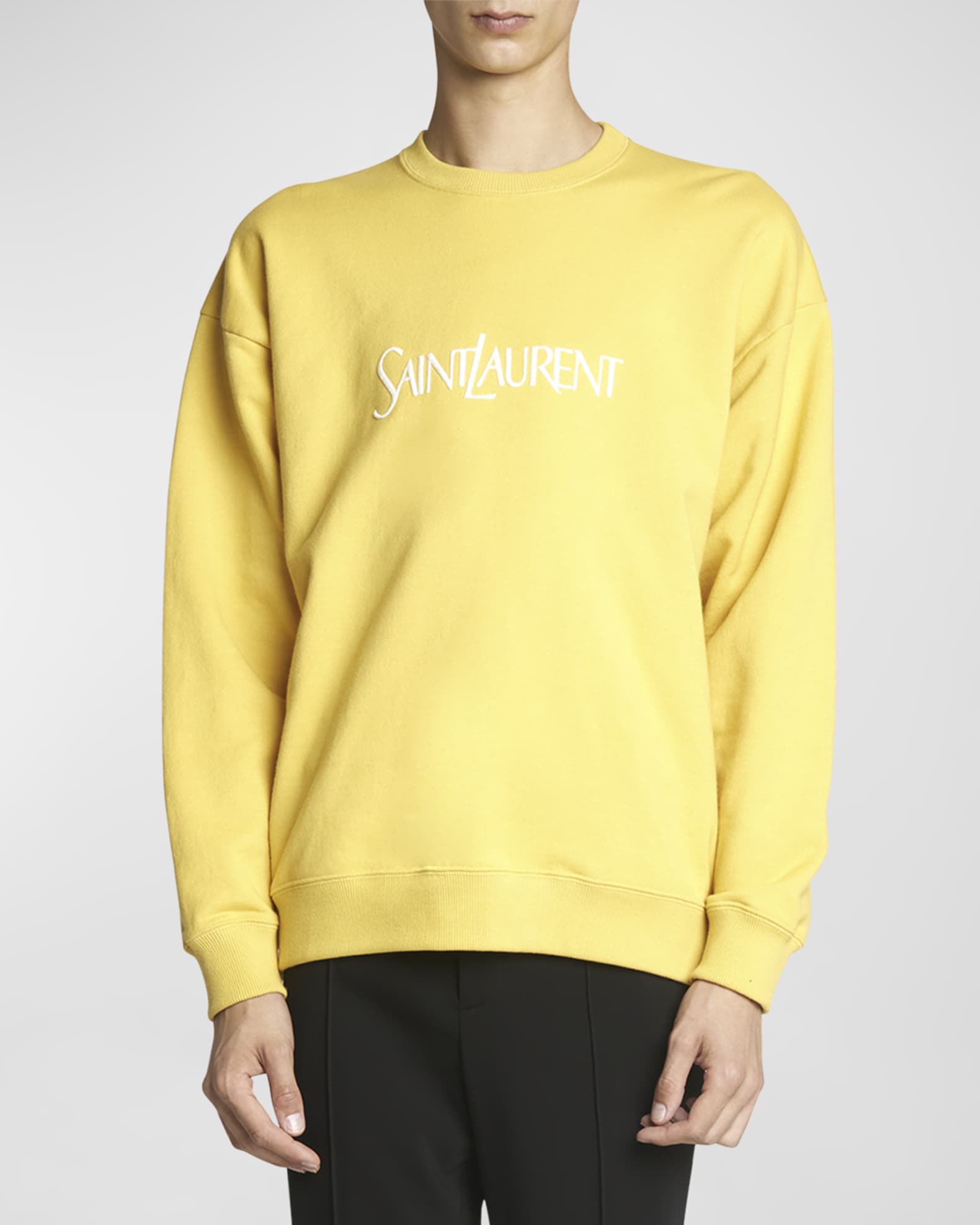 Saint Laurent Men's Embroidered Logo Sweatshirt | Neiman Marcus