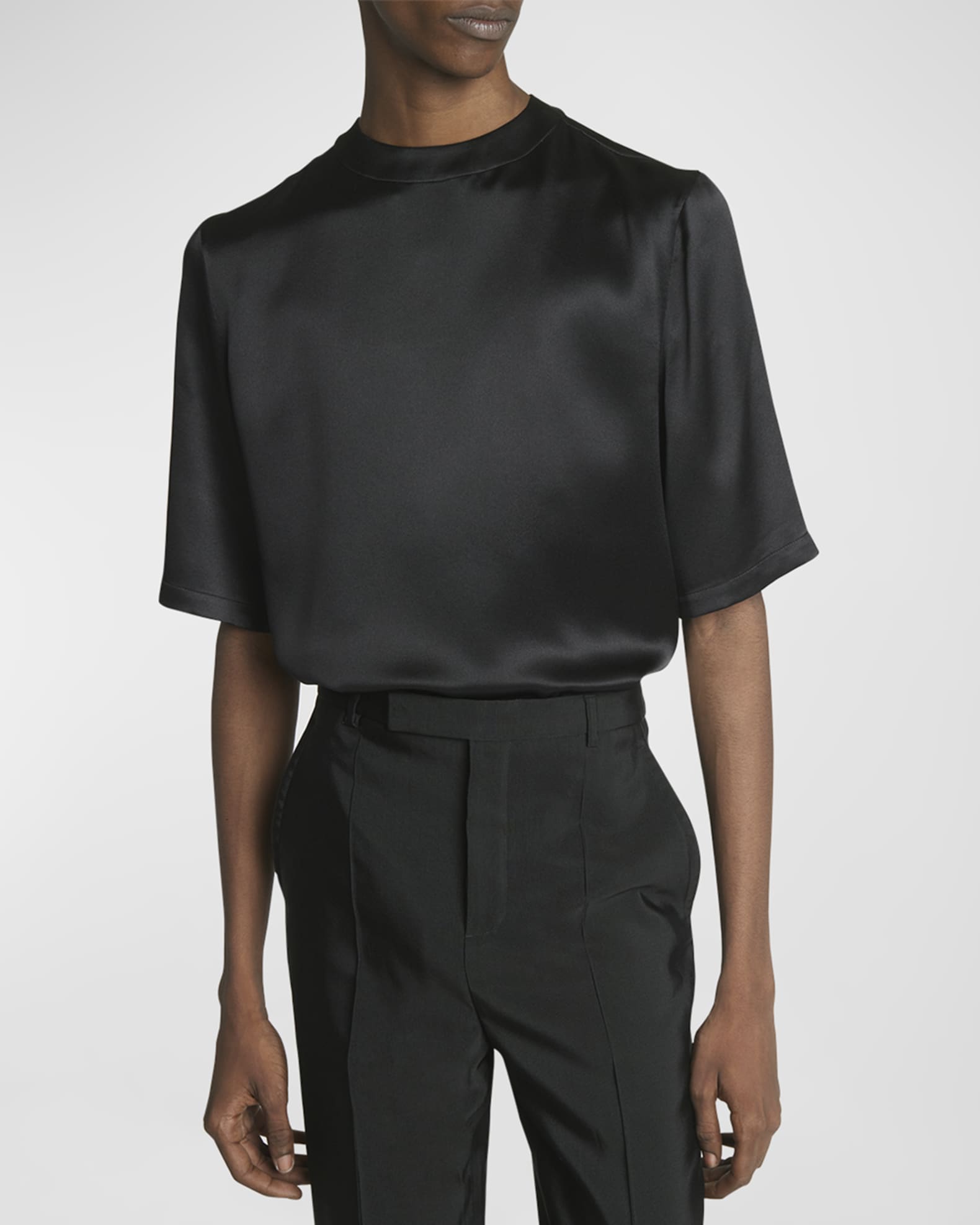 Tシャツ・カットソー Saint Laurent FW24 Black crepe shirt (795532Y7I21 1000) Saint Laurent Black Crepe Shirt | italist