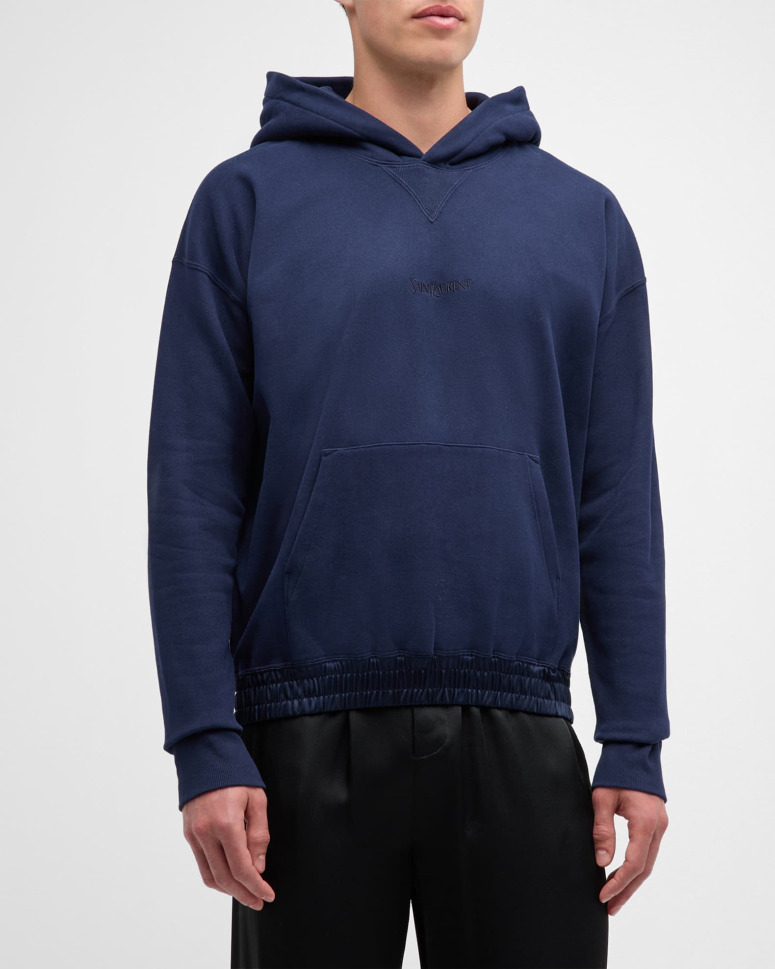 Saint Laurent Men s YSL Solid Hoodie Neiman Marcus