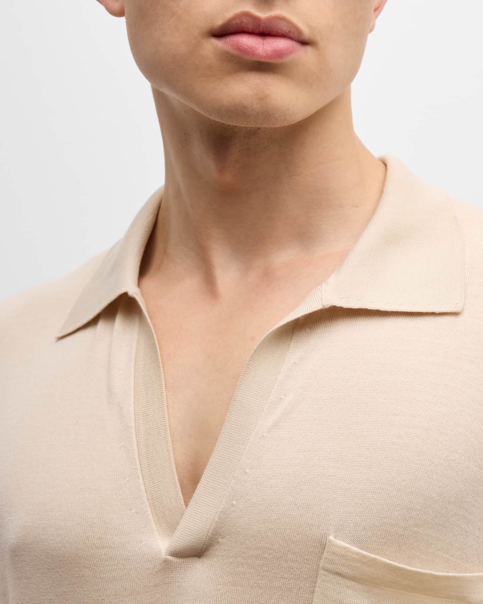 Men's Johnny-Collar Knit Polo Shirt