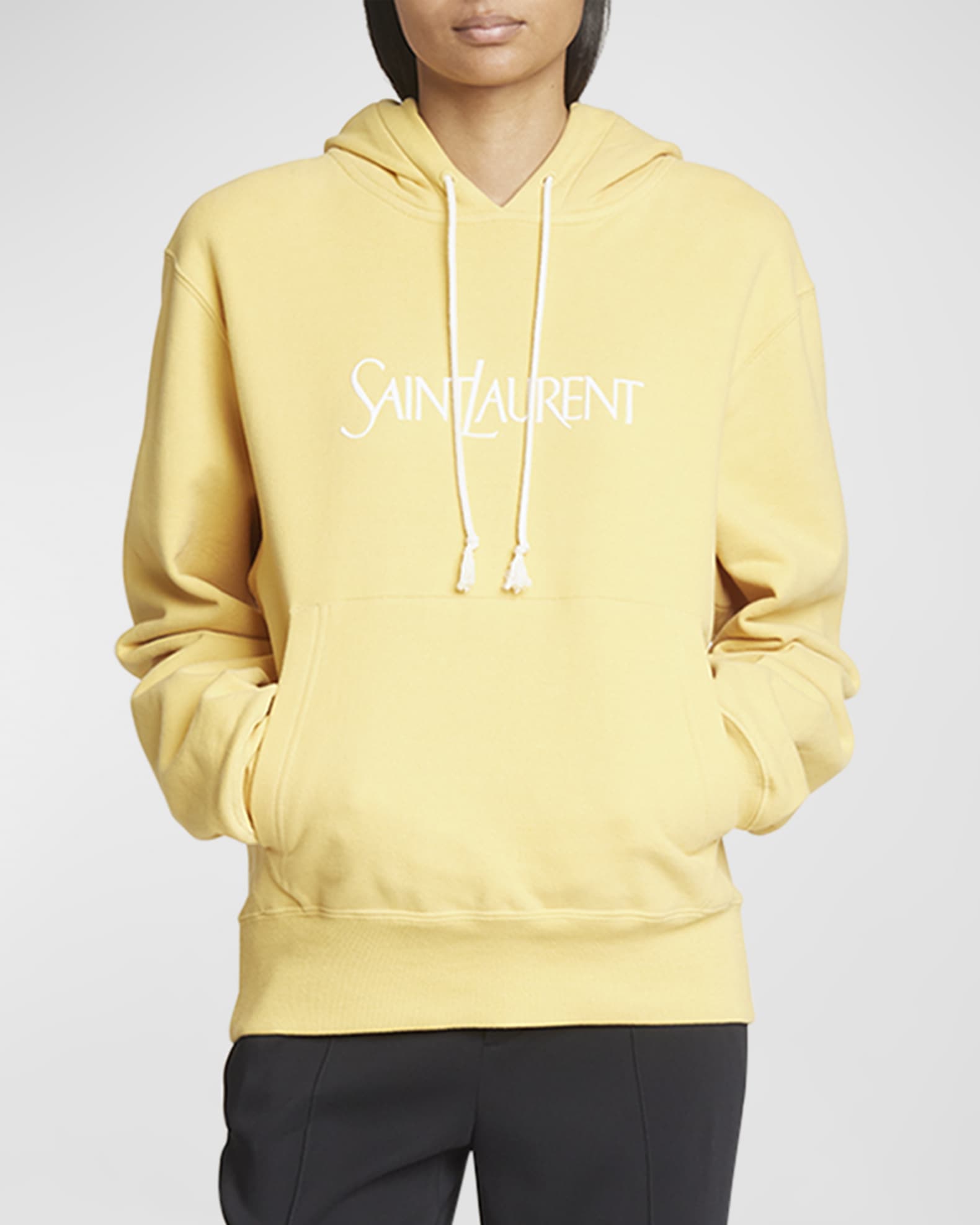 Saint Laurent Oversize Hoodie with Logo Neiman Marcus