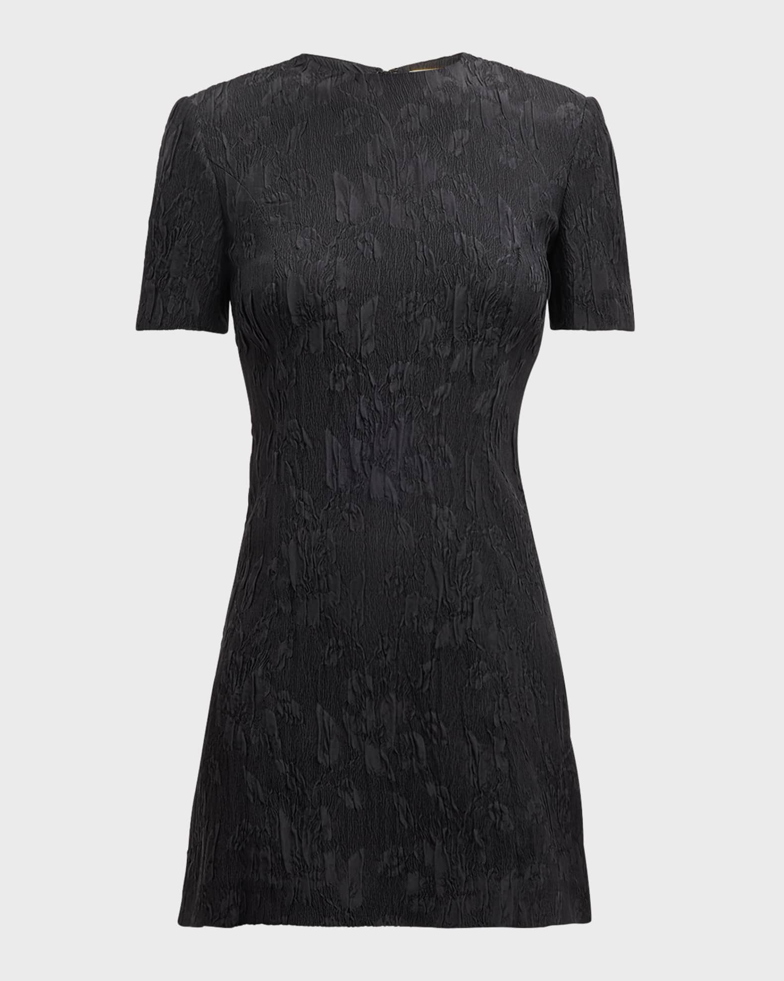 Saint Laurent Tonal Floral Jacquard Mini Dress