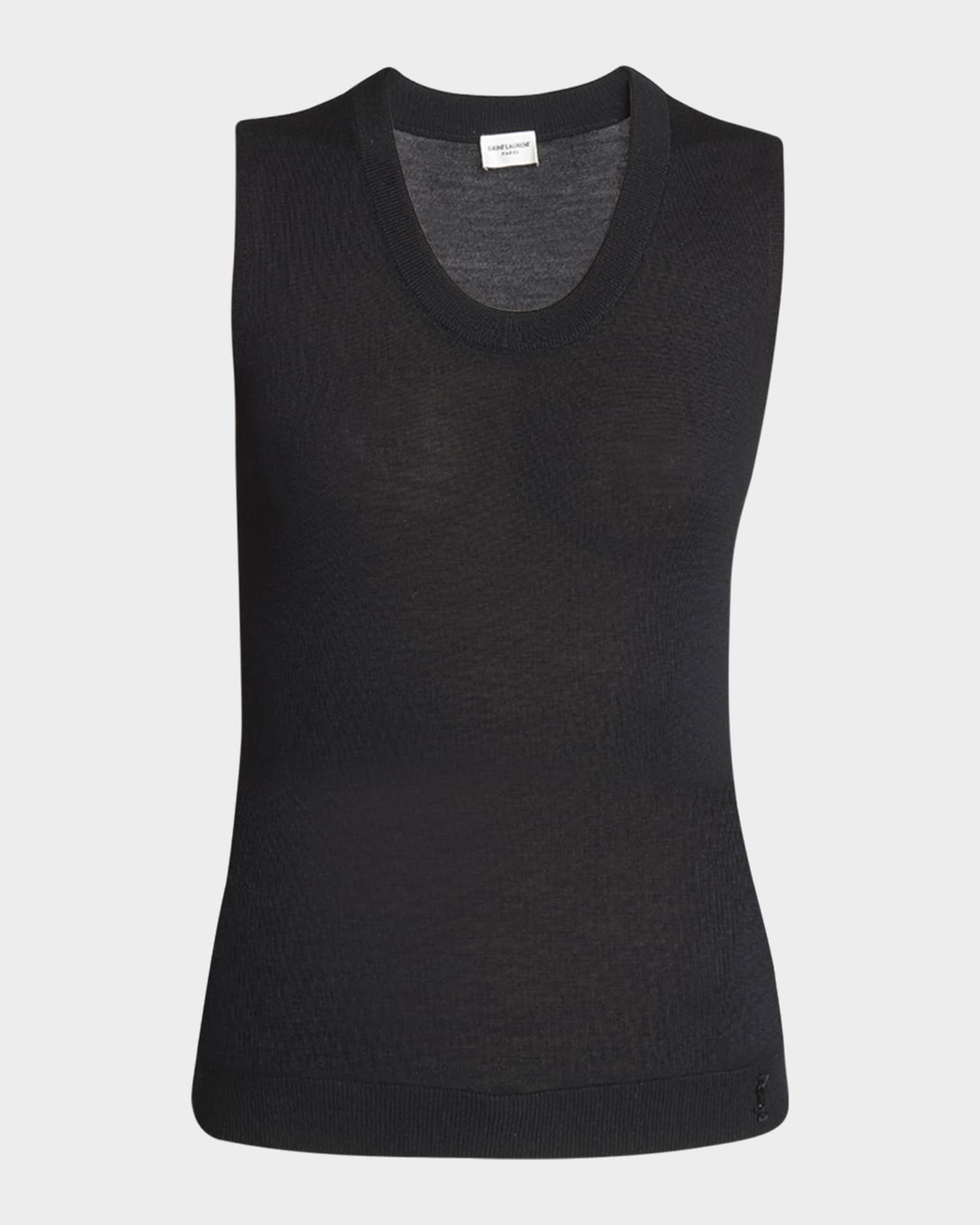 Saint Laurent Scoop-Neck Sleeveless Knit Tank Top
