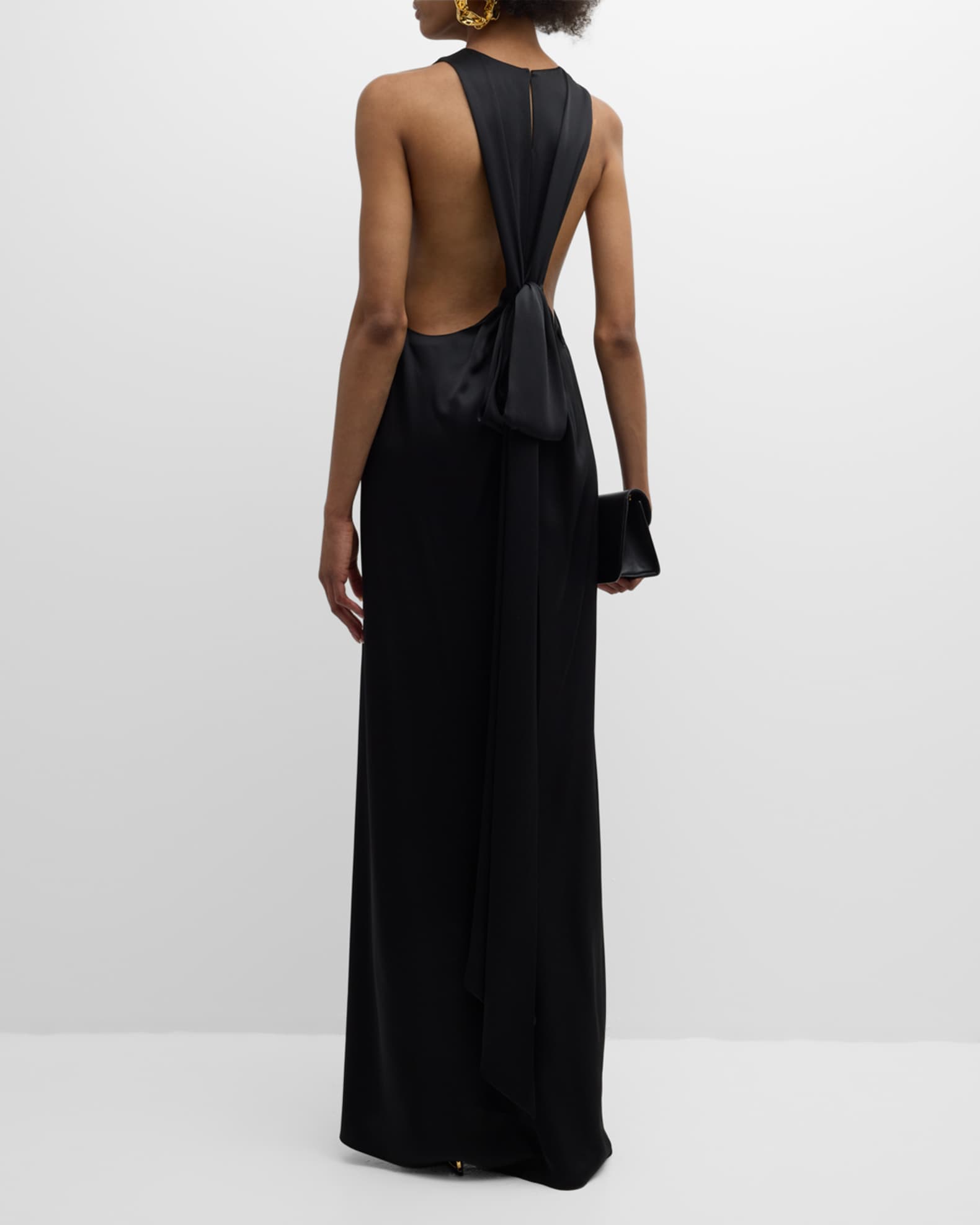 Saint Laurent Tied-Back Sleeveless Column Gown | Neiman Marcus