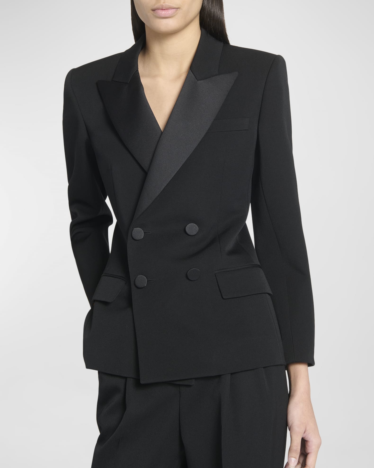 Saint Laurent Fitted Tuxedo Blazer Jacket | Neiman Marcus