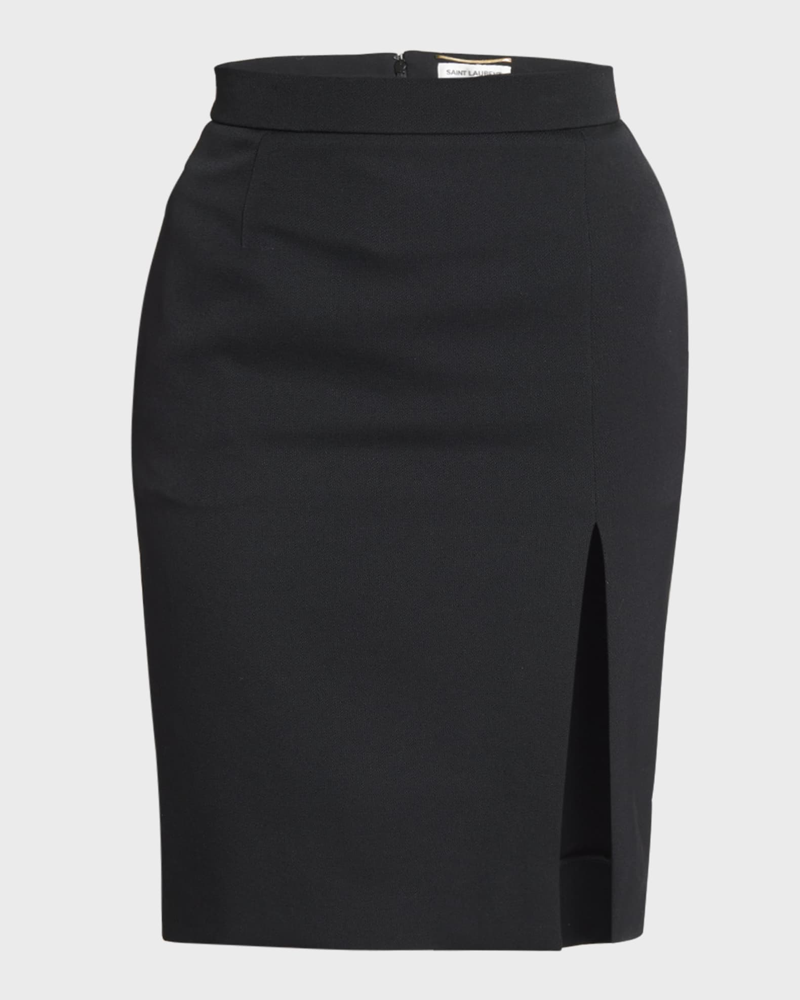 Saint Laurent Slit Hem Crepe Pencil Skirt Neiman Marcus