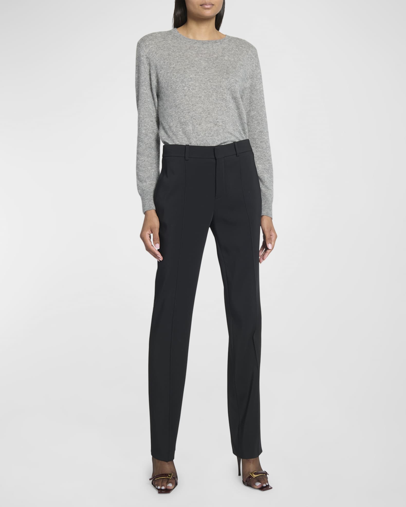 【関税＆送料込み】Saint Laurent Straight Trousers Pr12 Saint Laurent Stretch Gabardine Straight-Leg Trousers