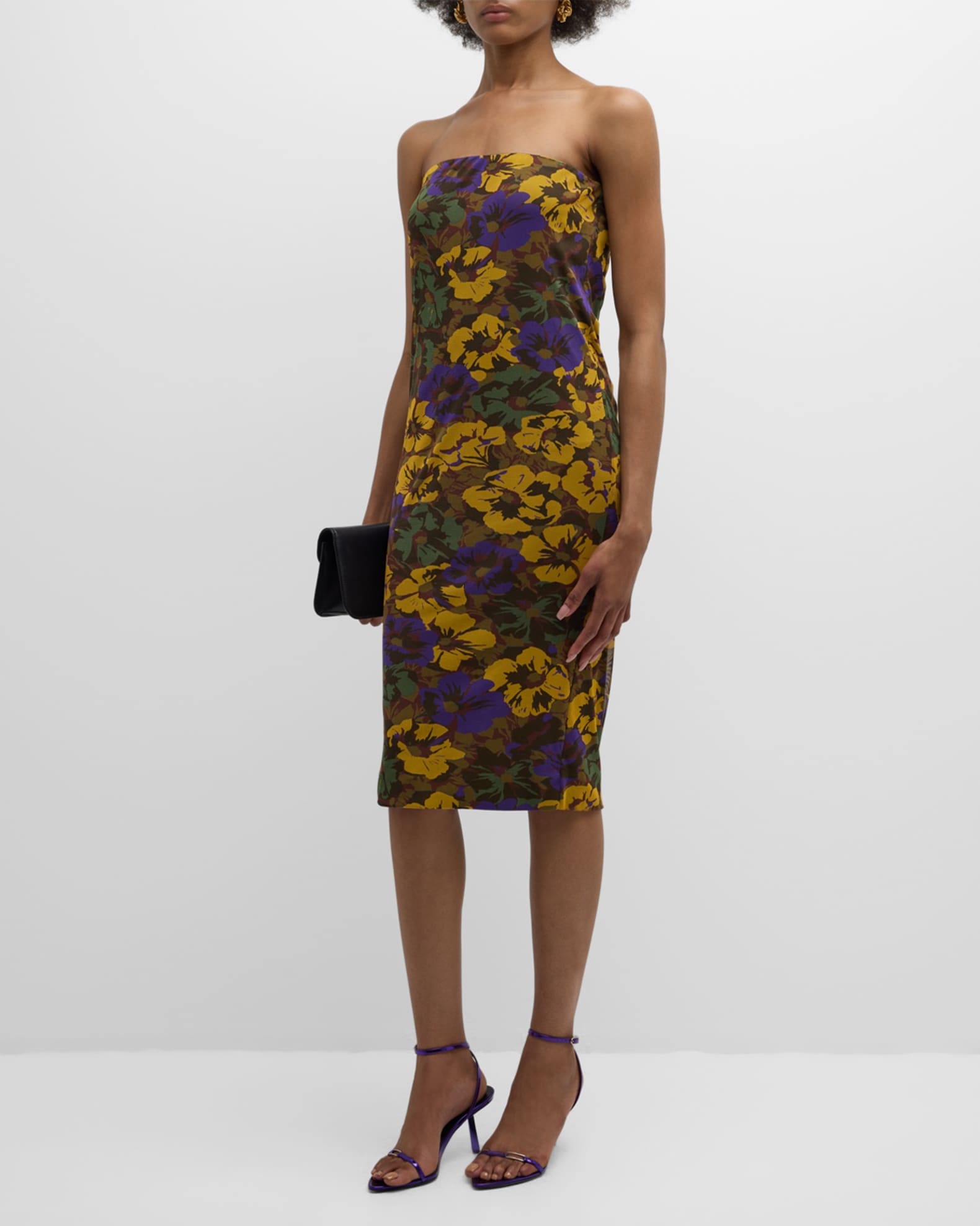 Floral Print Strapless Dress