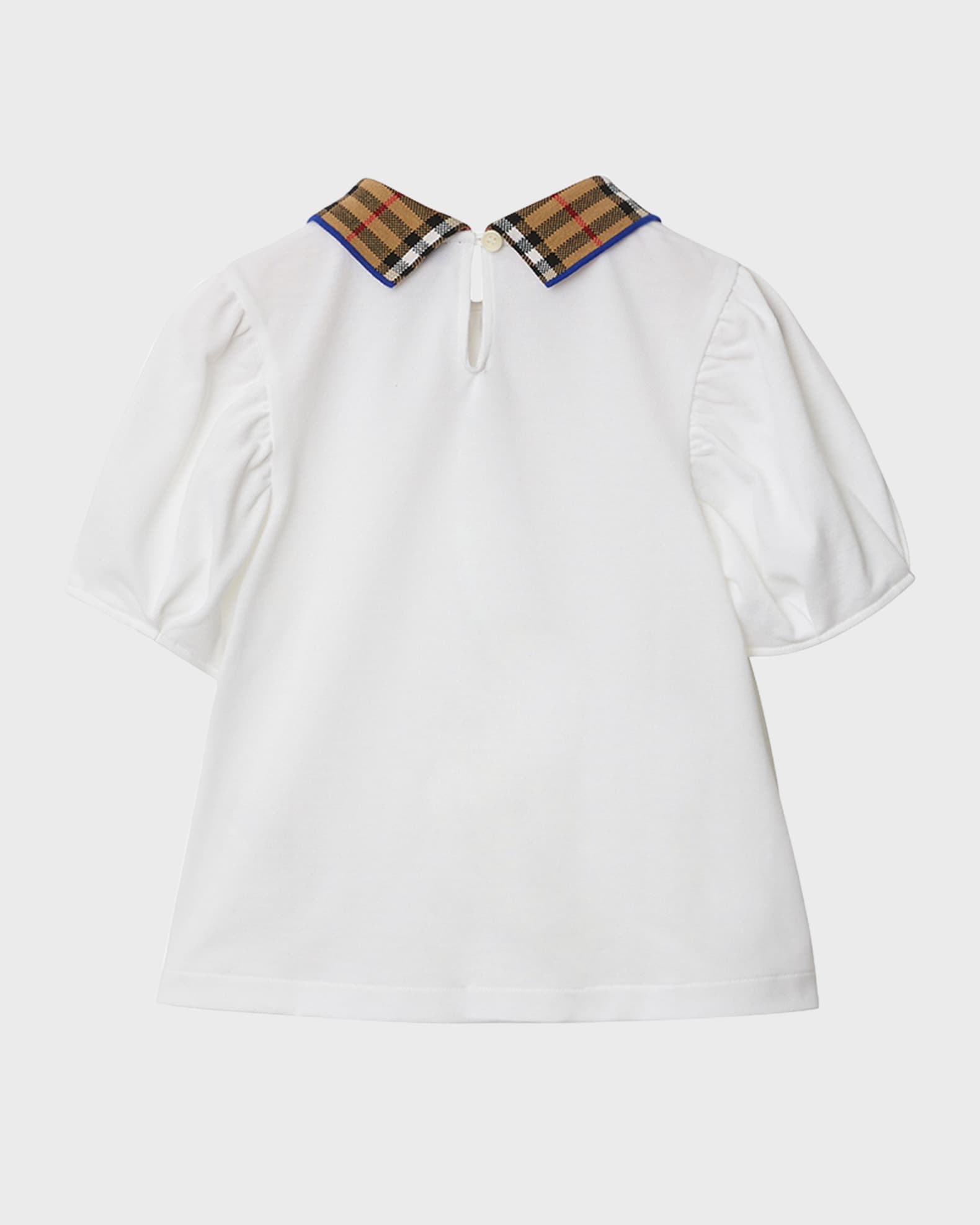 Girl's Alesea Short-Sleeve Knit Top with Check Collar