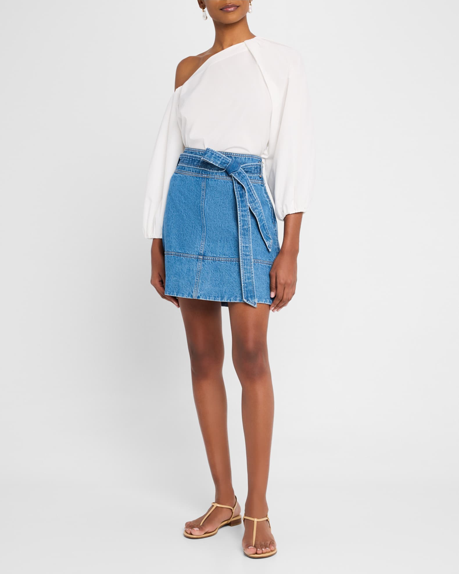 Courtney Belted Denim Mini Skirt 1