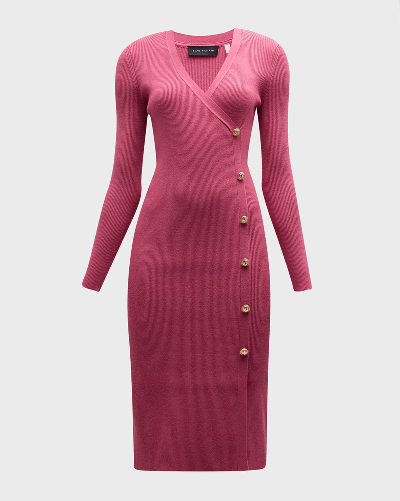 The Casey Button Down Ribbed Bodycon Midi Dress