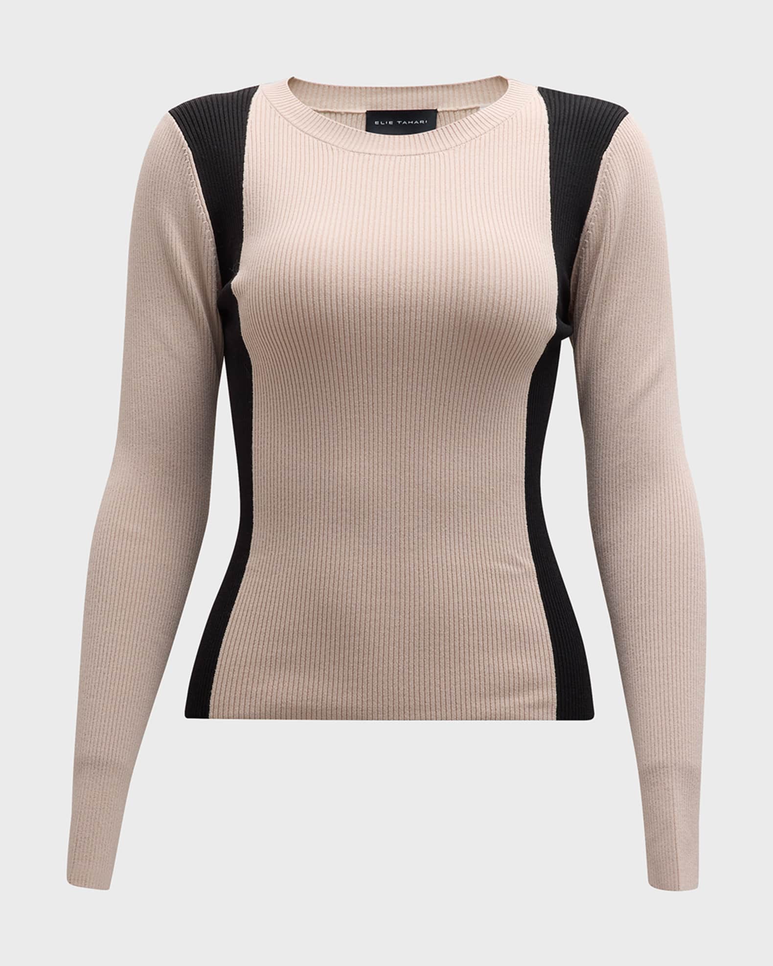 Colorblock Ribbed Knit Buttoned Sweater Cardigan