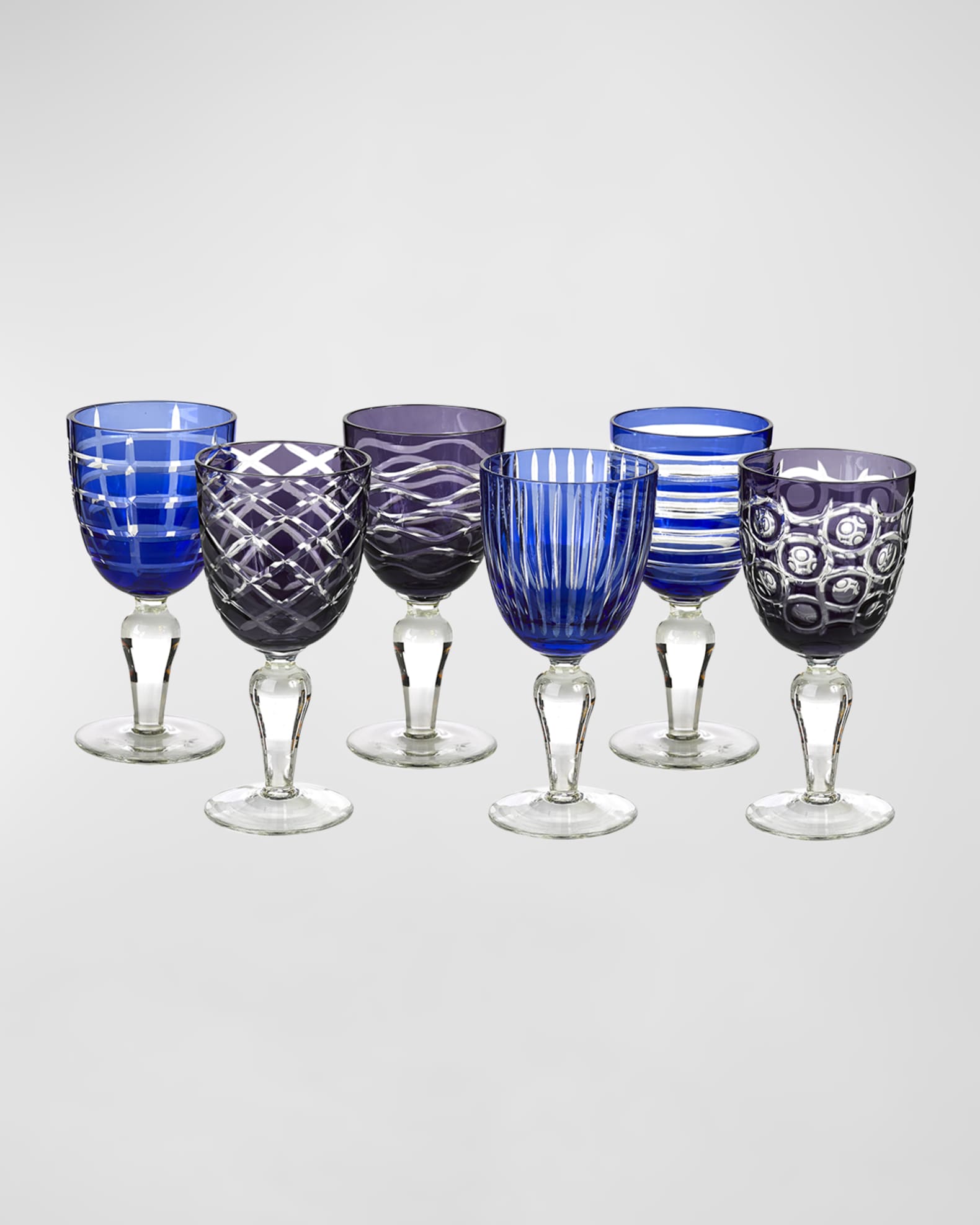 POLSPOTTEN Cobalt Mix Wine Glasses, Set of 6