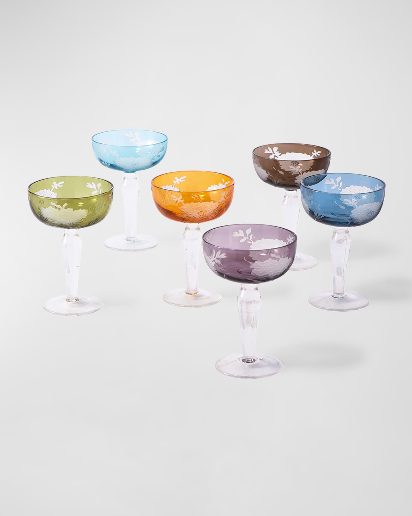 POLSPOTTEN Multicolor Peony Coupe Glasses, Set of 6