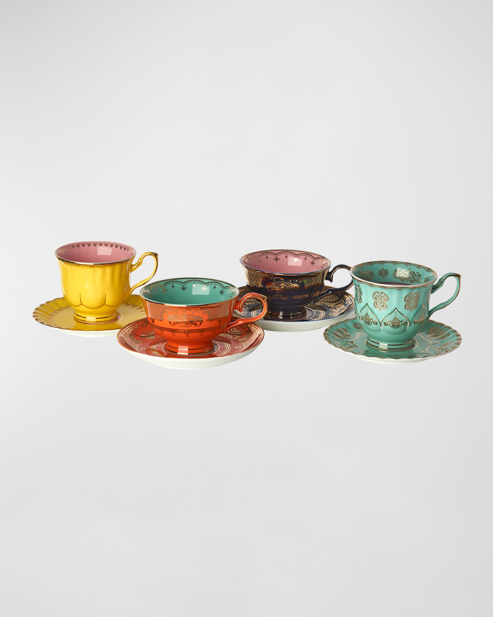 POLSPOTTEN Grandpa Tea Cups & Saucers, Set of 4