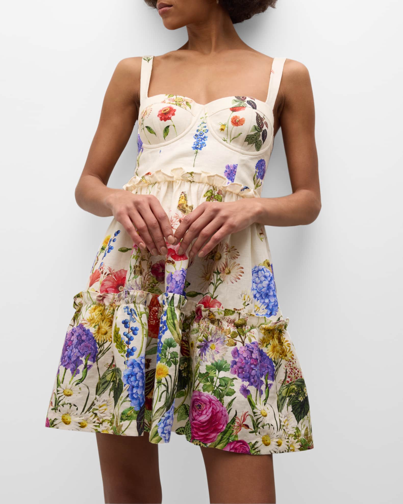 Cara Cara Audrey Floral-Print Poplin Fit & Flare Mini Dress | Neiman Marcus