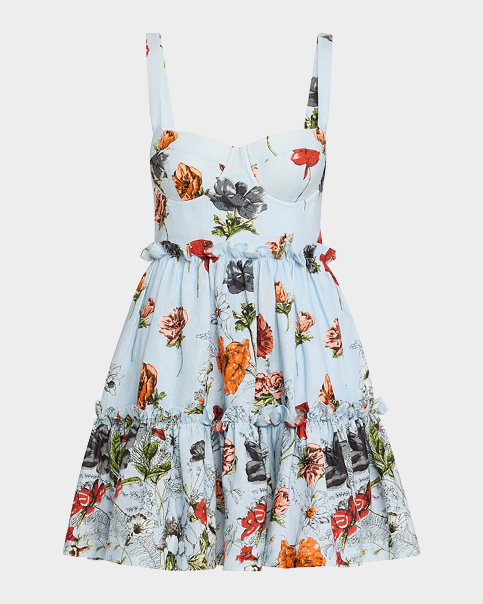 Audrey Floral-Print Poplin Fit & Flare Mini Dress 0