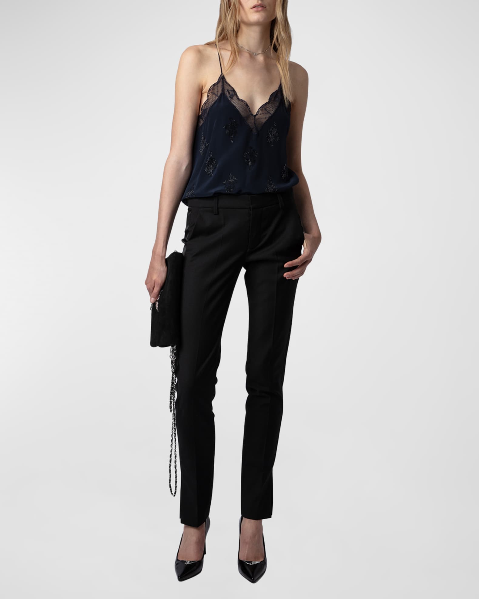 Zadig & Voltaire Christy Jacquard ZV Silk Camisole- Black main image 0