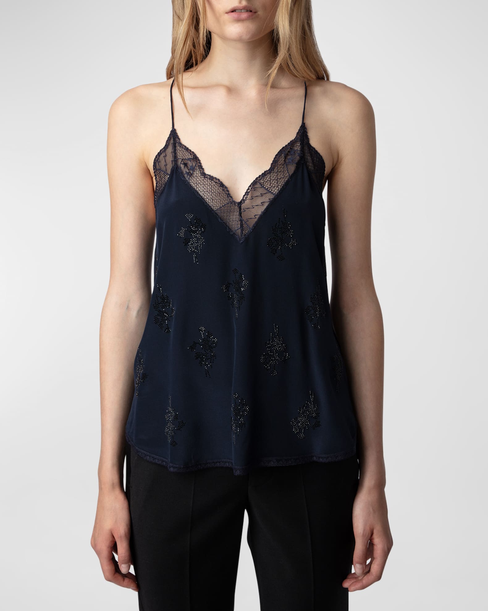 Zadig & Voltaire Christy Silk Camisole Top Blouse Tank Top Black