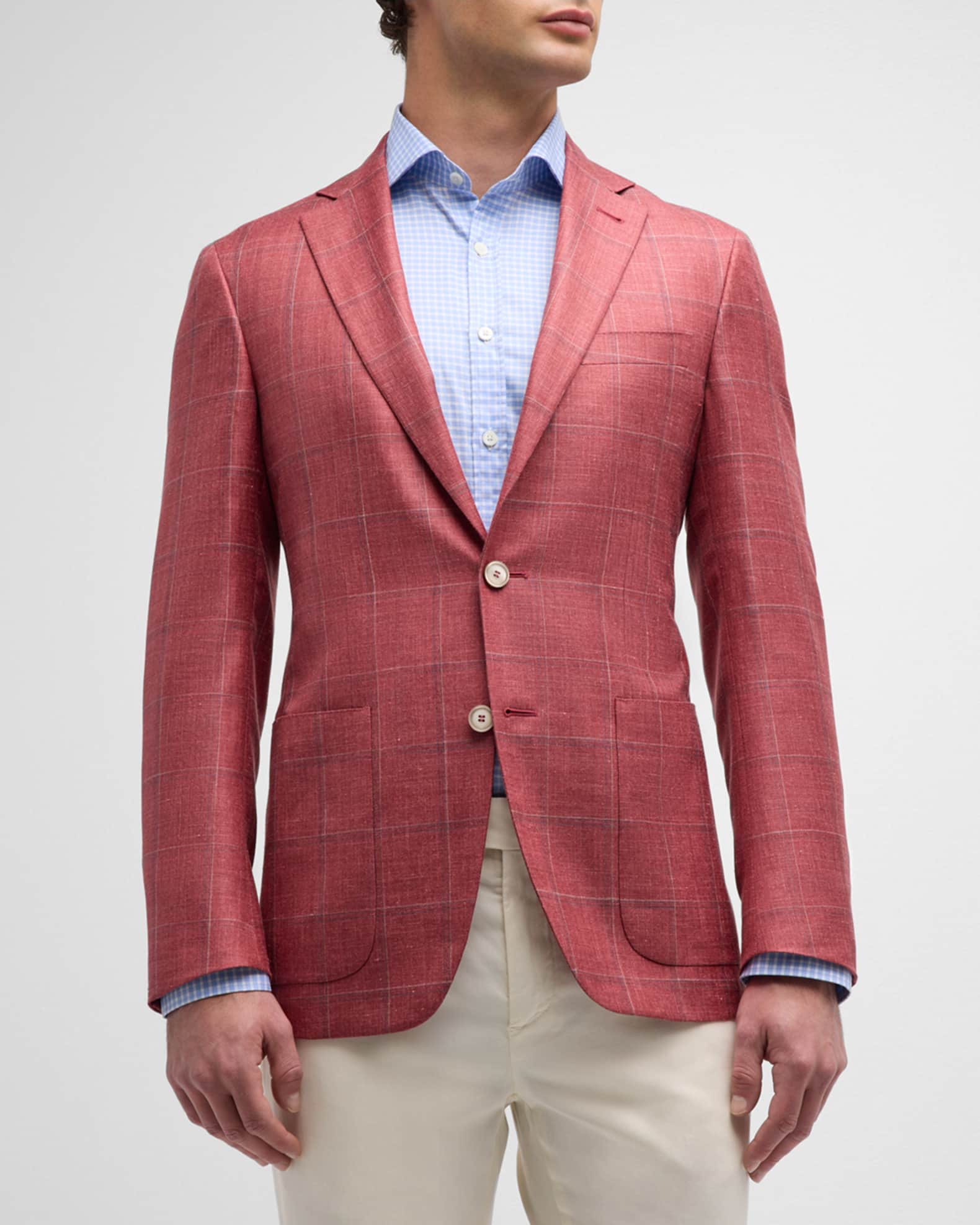 Red windowpane sport coat sales