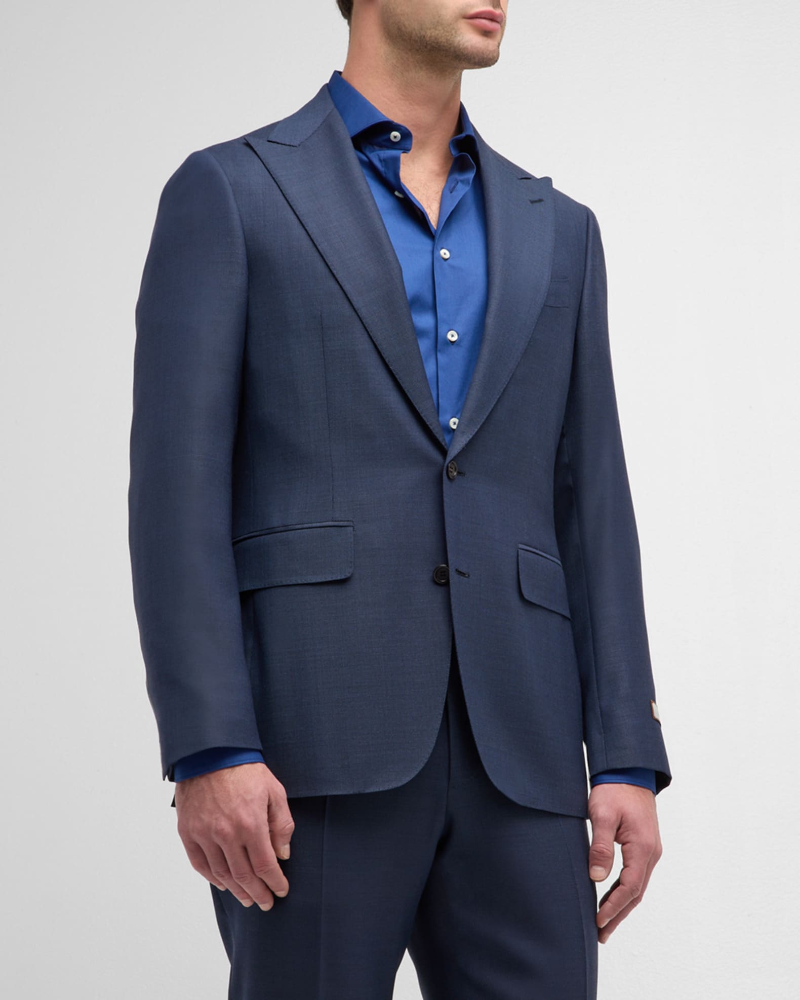 Mix and Match Suits Solid Black Men's  Portly Fit Two Button Super 130s Suit Executive Fit Suit - Mens Portly Suit main image 1