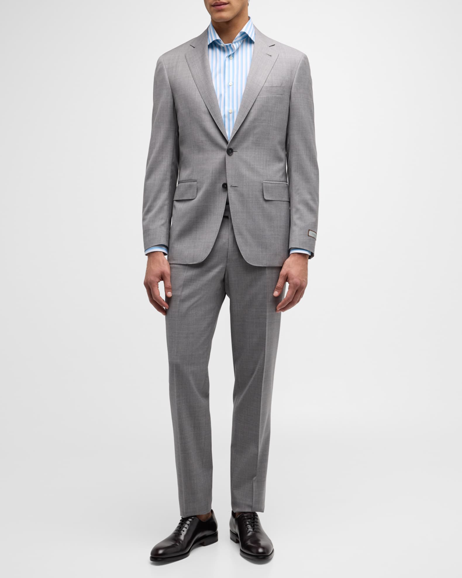 Canali Men's Super 130s Wool Heathered Suit | Neiman Marcus