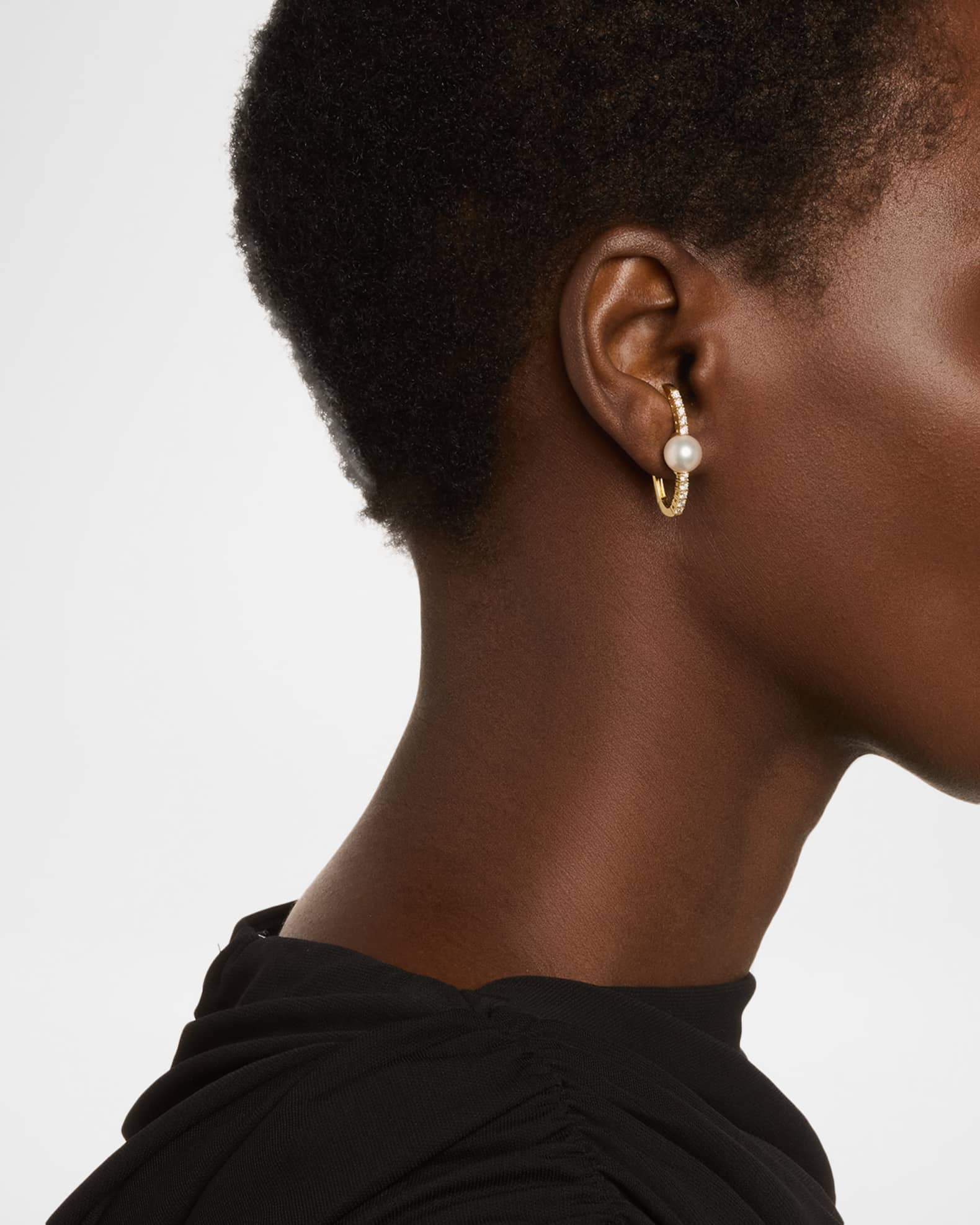 Mizuki 18K Yellow Gold Akoya Pearl & Diamond Earrings | Neiman Marcus