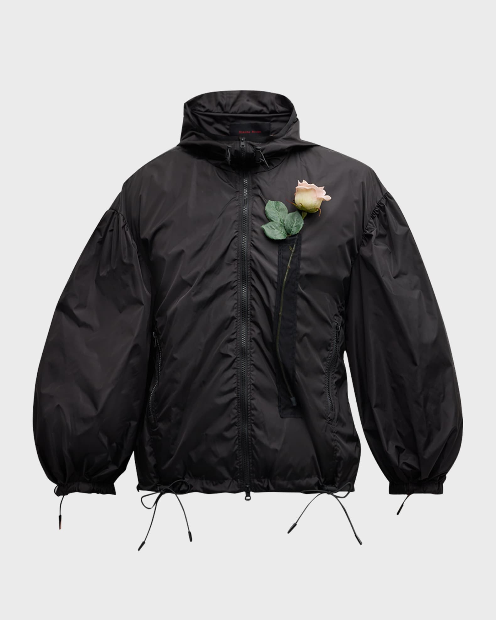 Simone Rocha Black Embroidered Denim Coat