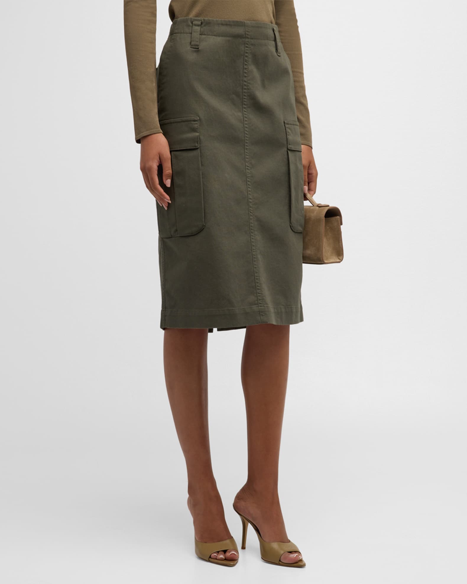 Utility Knee Length Cargo Skirt