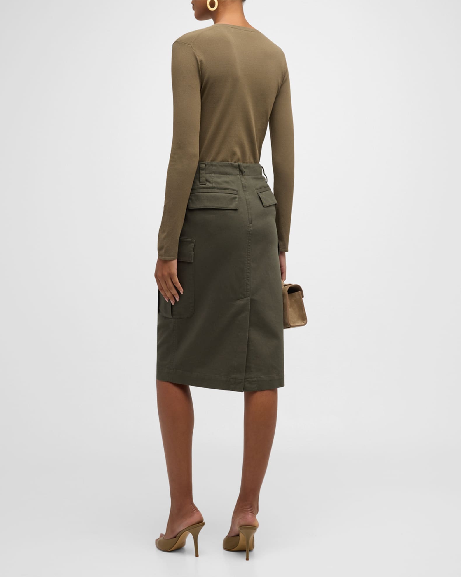 Utility Knee Length Cargo Skirt